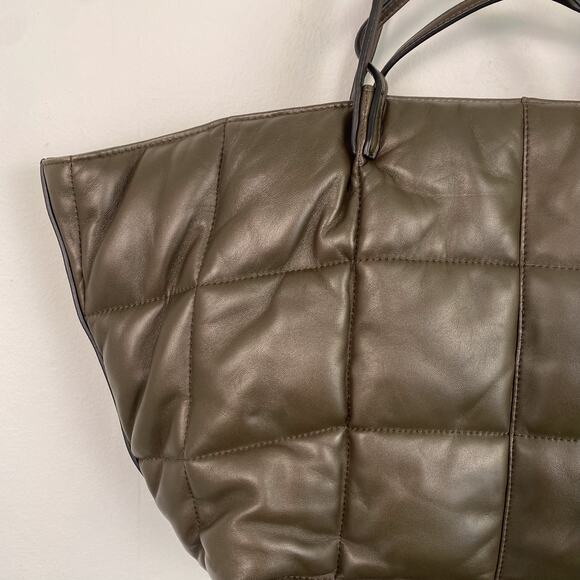ALLSAINTS Nadaline Leather Quilted Tote Bag in Olive - Picture 4 of 8